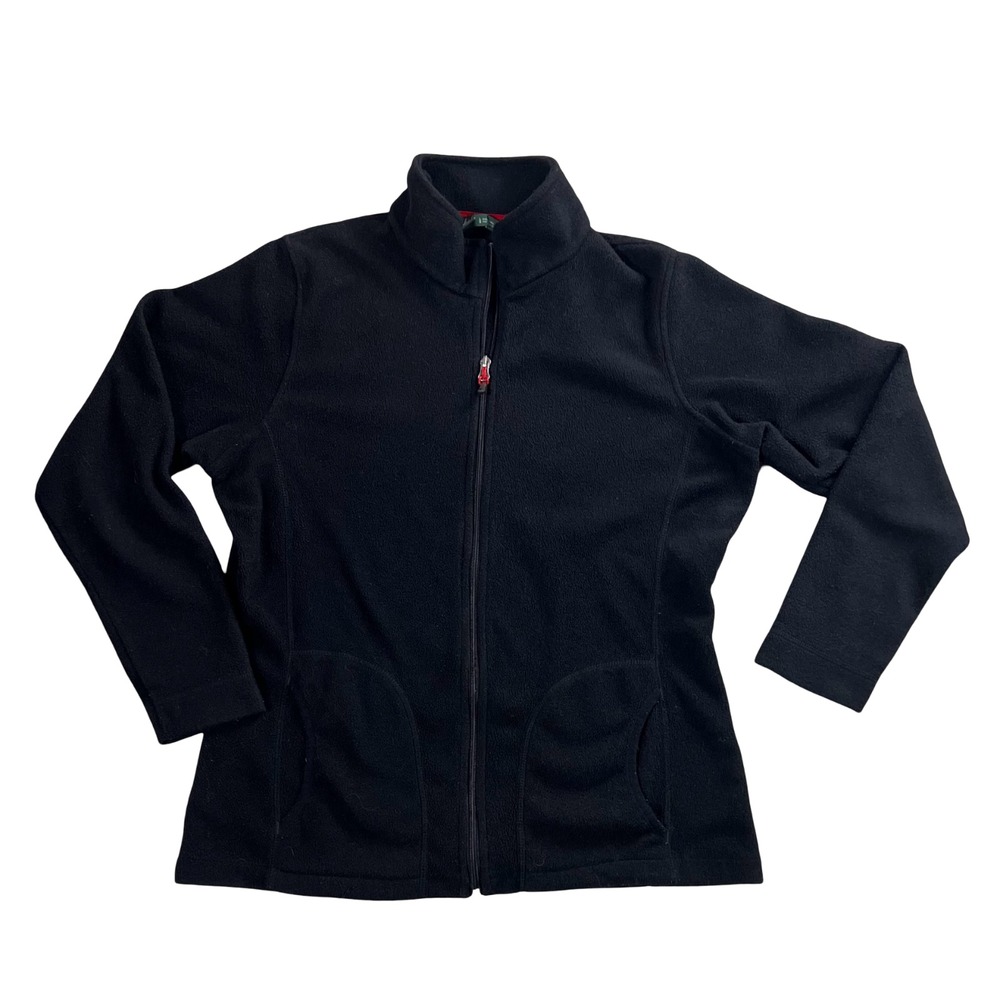 Vintage Woolrich Womens L Black Full Zip Fleece Jacket 90s Y2K Pockets